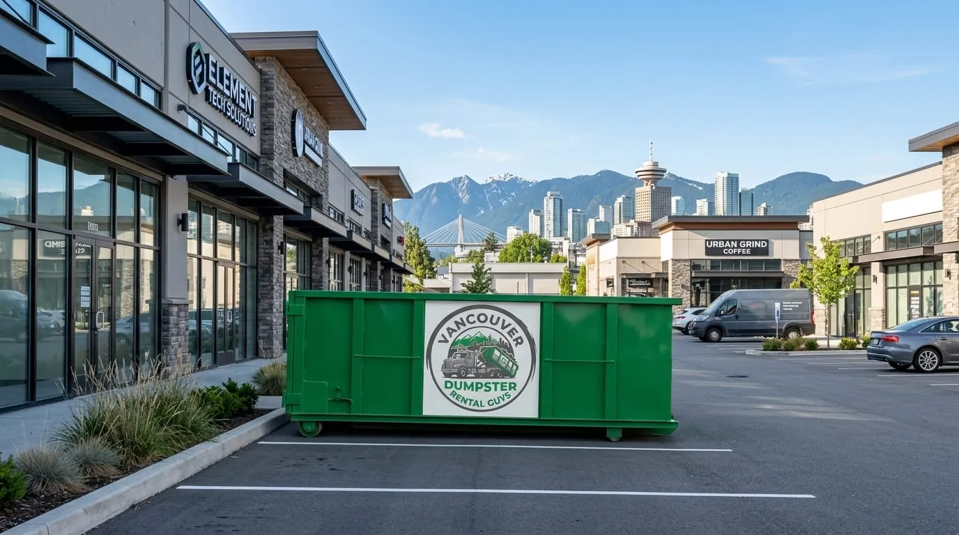 Dumpster rental in Portland, WA Roll-off dumpster rental delivered to a Portland, WA property by Vancouver Dumpster Rental Guys
